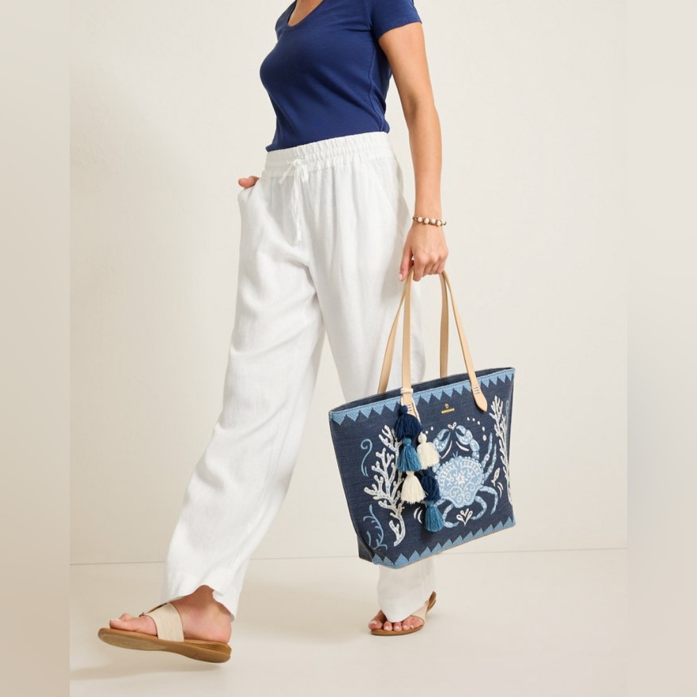 Tommy Bahama Womens Two Palms White Linen Pants Sizes NWT $118 High Rise Easy
